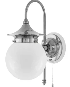Vägglampa - Fryxell nickel, opalvit klot