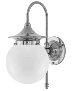 Vägglampa - Fryxell nickel, opalvit klot