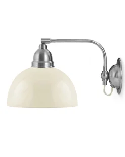 Vägglampa - Gripenberg nickel, benvit halvsfär, vit