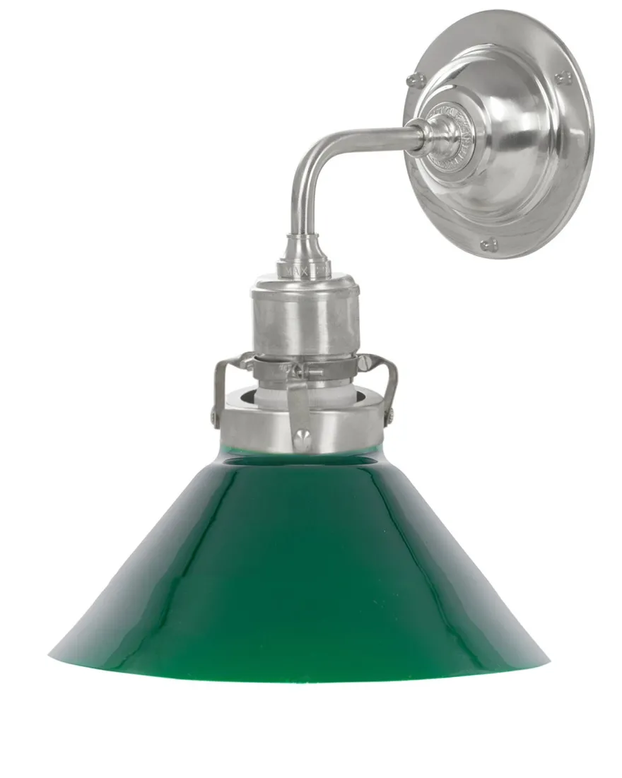 Vägglampa - Lillienstedt nickel, liten grön skomakarskärm