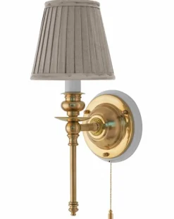 Vägglampa - Ribbing mässing, beige skärm