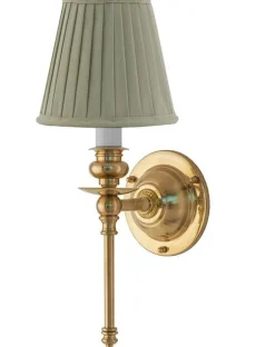 Vägglampa - Ribbing mässing, olivgrön skärm