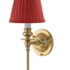 Vägglampa - Ribbing mässing, röd skärm