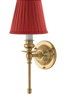 Vägglampa - Ribbing mässing, röd skärm