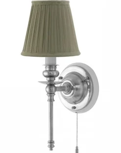 Vägglampa - Ribbing nickel, olivgrön skärm