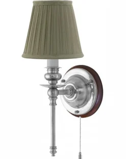 Vägglampa - Ribbing nickel, olivgrön skärm