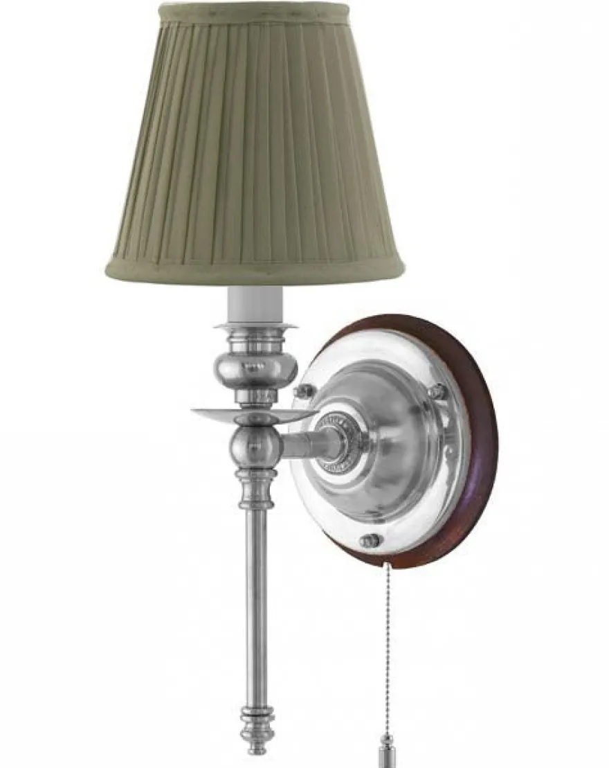 Vägglampa - Ribbing nickel, olivgrön skärm