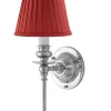 Vägglampa - Ribbing nickel, röd skärm