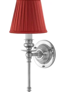 Vägglampa - Ribbing nickel, röd skärm
