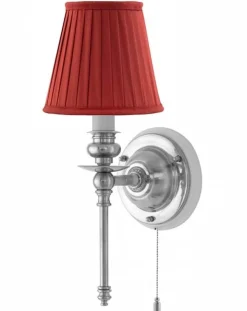 Vägglampa - Ribbing nickel, röd skärm