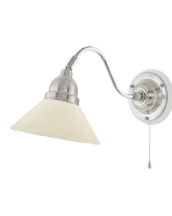 Vägglampa - Runeberg nickel benvit skomakarskärm