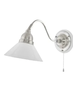 Vägglampa - Runeberg nickel vit skomakarskärm