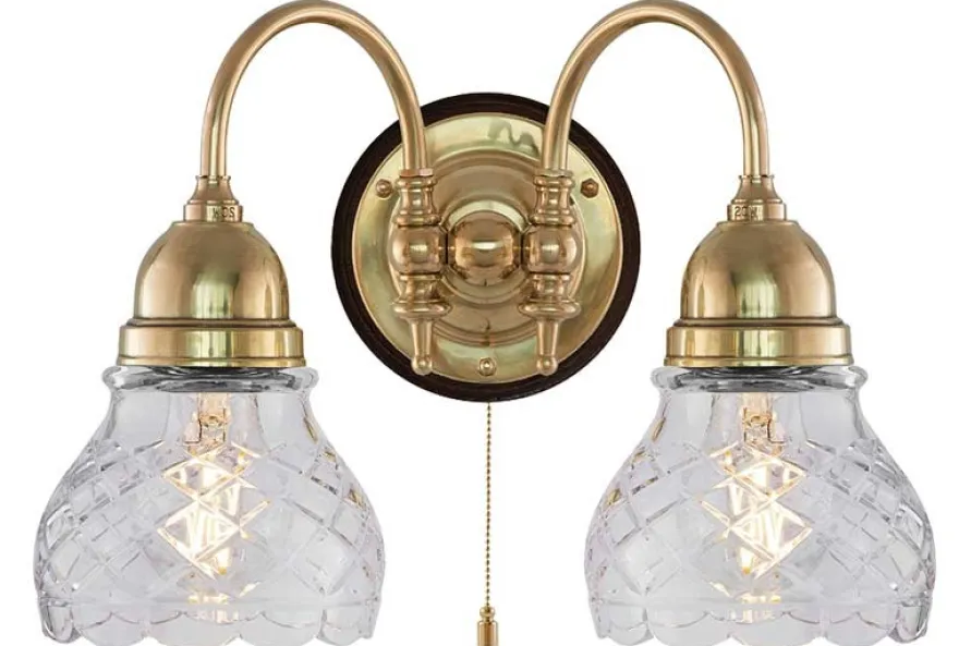 Vägglampa - Stackelberg mässing, slipat klarglas
