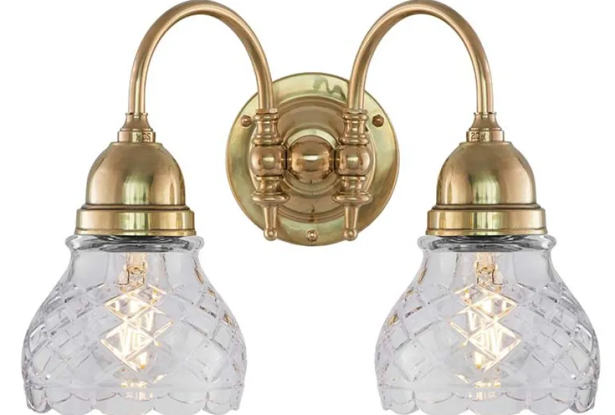 Vägglampa - Stackelberg mässing, slipat klarglas