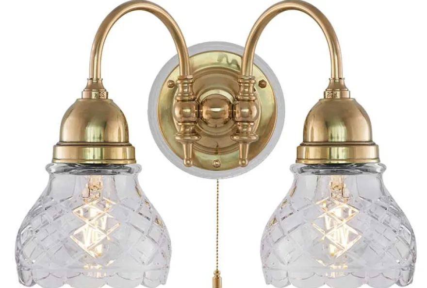 Vägglampa - Stackelberg mässing, slipat klarglas
