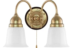 Vägglampa - Stackelberg mässing, opalvit klocka
