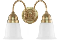 Vägglampa - Stackelberg mässing, opalvit klocka