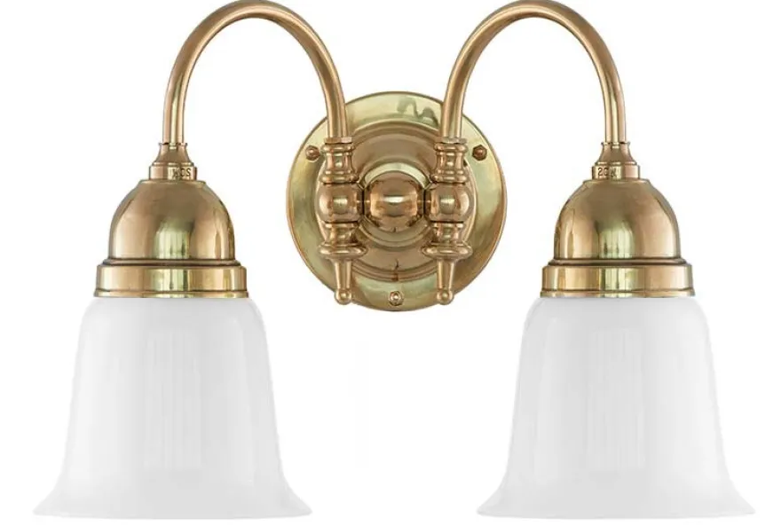 Vägglampa - Stackelberg mässing, opalvit klocka