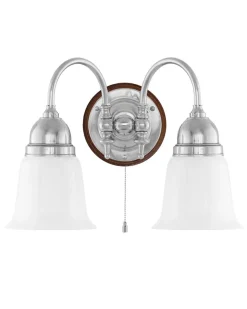 Vägglampa - Stackelberg nickel, opalvit klocka