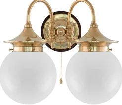 Vägglampa - Tigerstedt mässing, opalvita klot