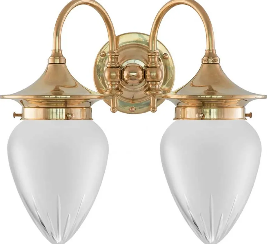 Vägglampa - Tigerstedt mässing, slipat mattglas
