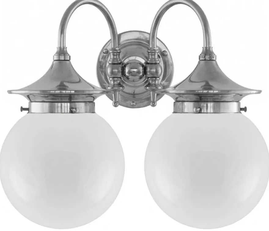 Vägglampa - Tigerstedt nickel, opalvita klot