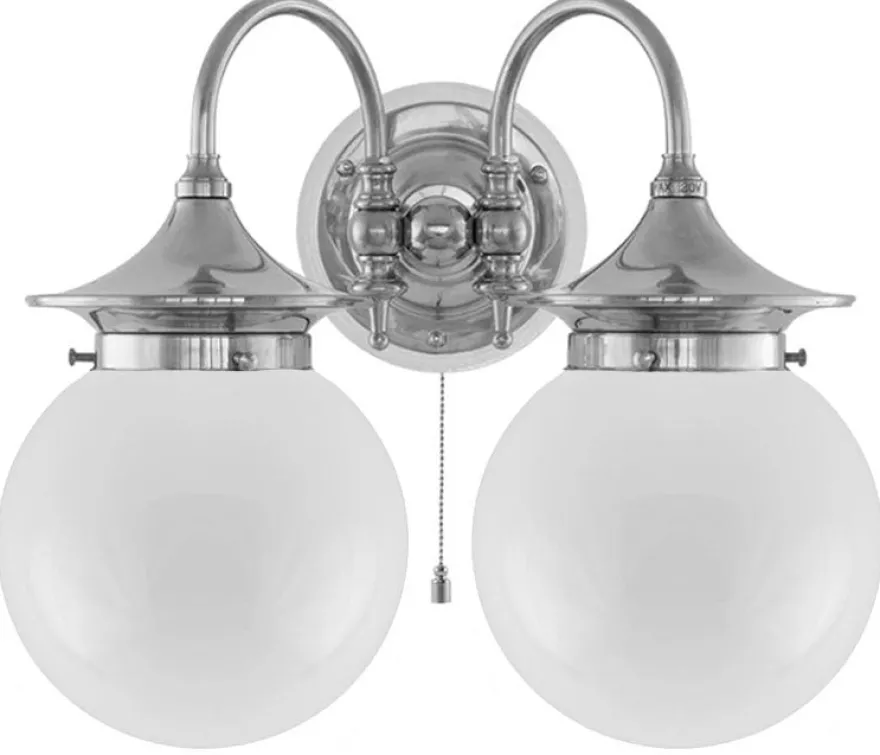 Vägglampa - Tigerstedt nickel, opalvita klot