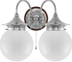 Vägglampa - Tigerstedt nickel, opalvita klot