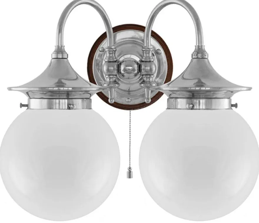 Vägglampa - Tigerstedt nickel, opalvita klot