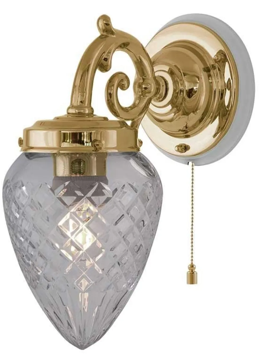 Vägglampa - Topelius mässing, klar droppe