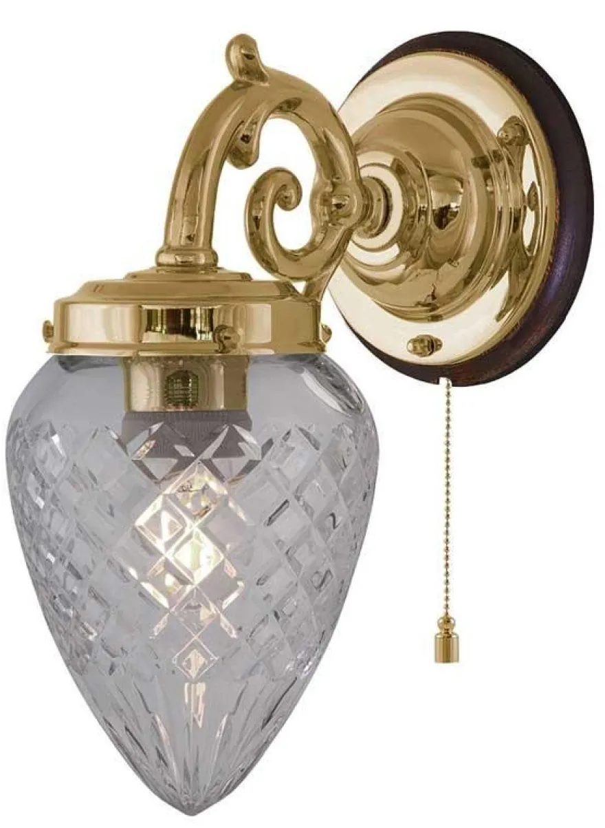 Vägglampa - Topelius mässing, klar droppe