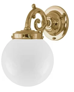 Vägglampa - Topelius mässing, opalvit klot
