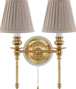 Vägglampa - Wivallius mässing, beige tygskärm