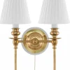 Vägglampa - Wivallius mässing, vit tygskärm
