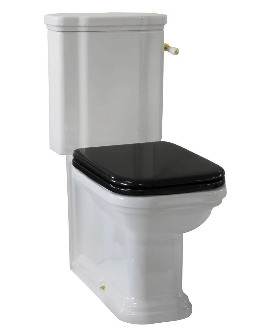 WC - Art Deco golvstående toalett med spolvred & sits - Guld