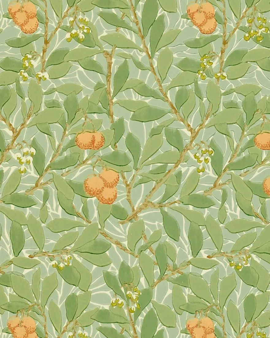 William Morris & Co. Tapet - Arbutus Green/Terracotta