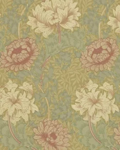 William Morris & Co. Tapet - Chrysanthemum Pink/Yellow/Green