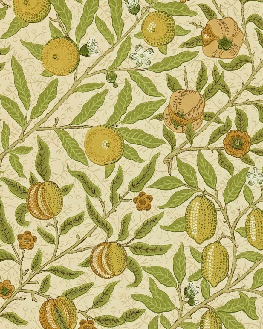 William Morris & Co. Tapet - Fruit Lime Green/Tan