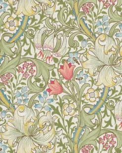 William Morris & Co. Tapet - Golden Lily Green/Red
