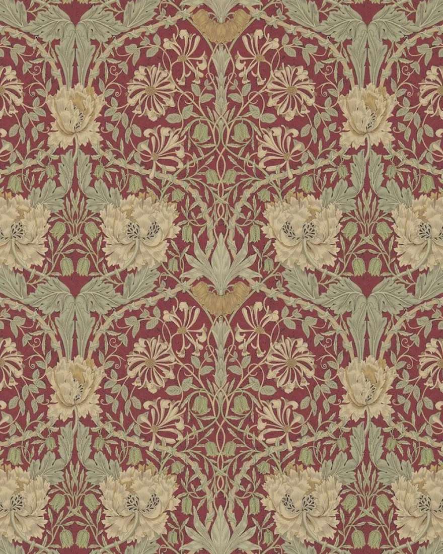 William Morris & Co. Tapet - Honeysuckle & Tulip Red/Gold