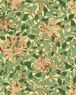 William Morris & Co. Tapet - Honeysuckle Green/Coral/Pink