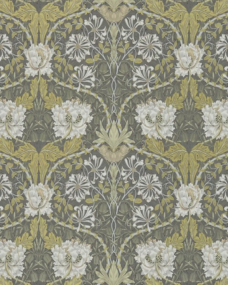 William Morris & Co. Tapet - Honeysuckle & Tulip Charcoal/Gold