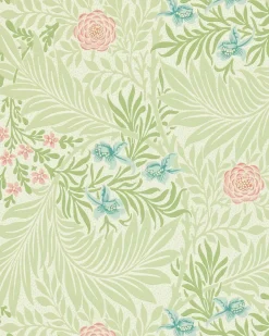 William Morris & Co. Tapet - Larkspur Green/Coral
