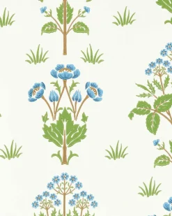 William Morris & Co. Tapet - Meadow Sweet Cobalt/Grass Green
