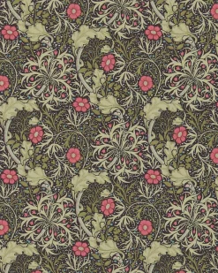 William Morris & Co. Tapet - Morris Seaweed Ebony/Poppy