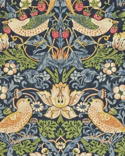 William Morris & Co. Tapet - Strawberry Thief indigo/mineral